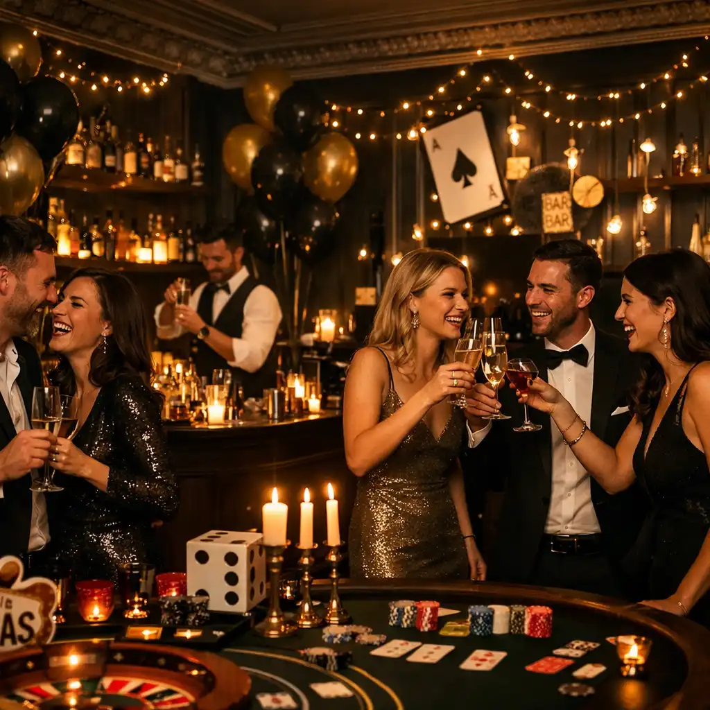 Fête d'anniversaire privée sur le thème du casino dans un appartement haussmannien