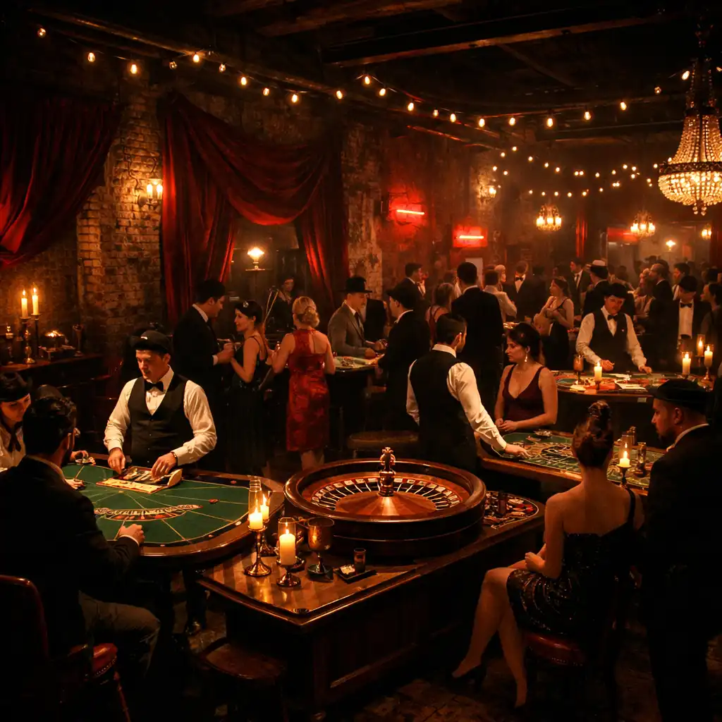 Salle de casino clandestin aménagée dans un ancien entrepôt parisien