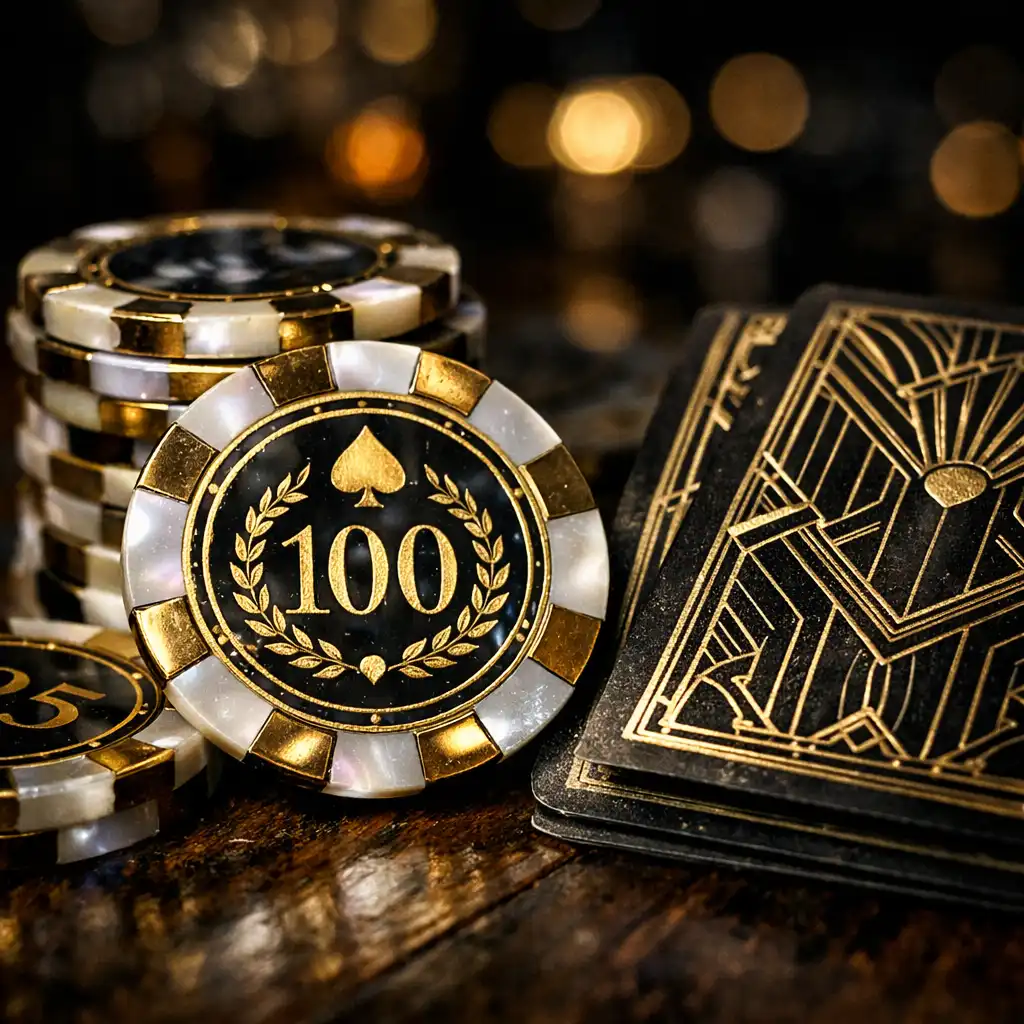 Macrophotographie de jetons de poker personnalisés et cartes à jouer