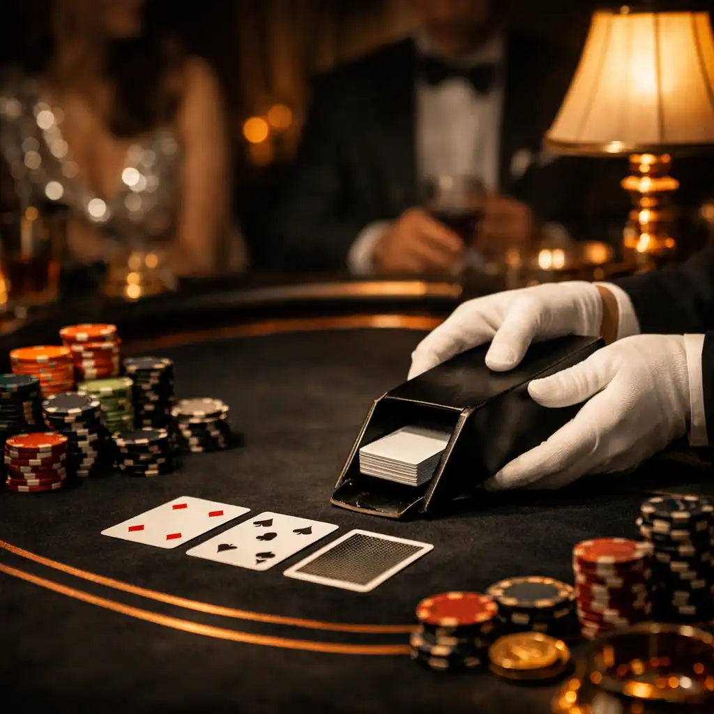 Gros plan sur une table de poker professionnelle lors d'une soirée privée